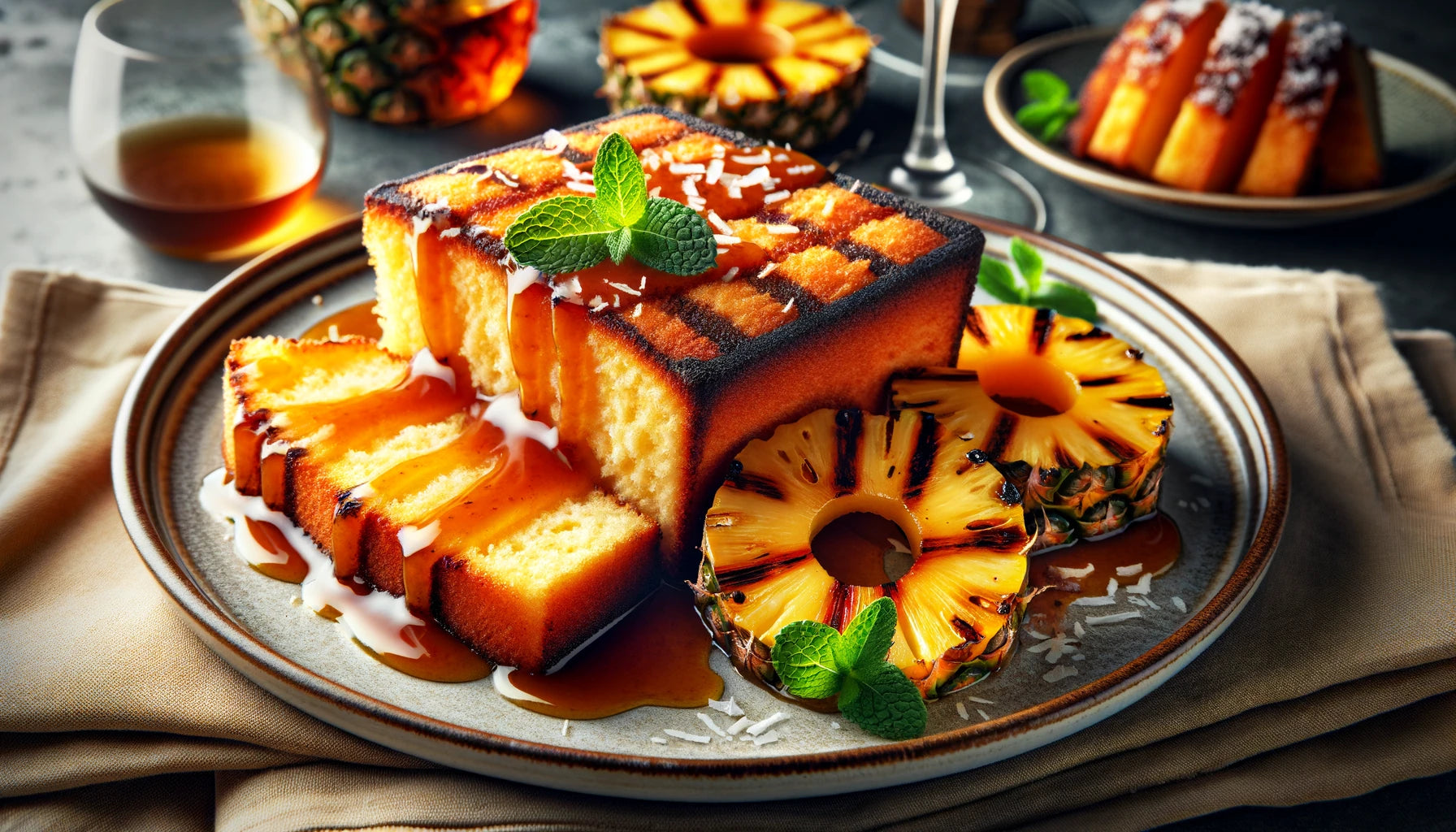 Grilled Poundcake & Pineapple with Rum Caramel Sauce | Arteflame Grill Desserts