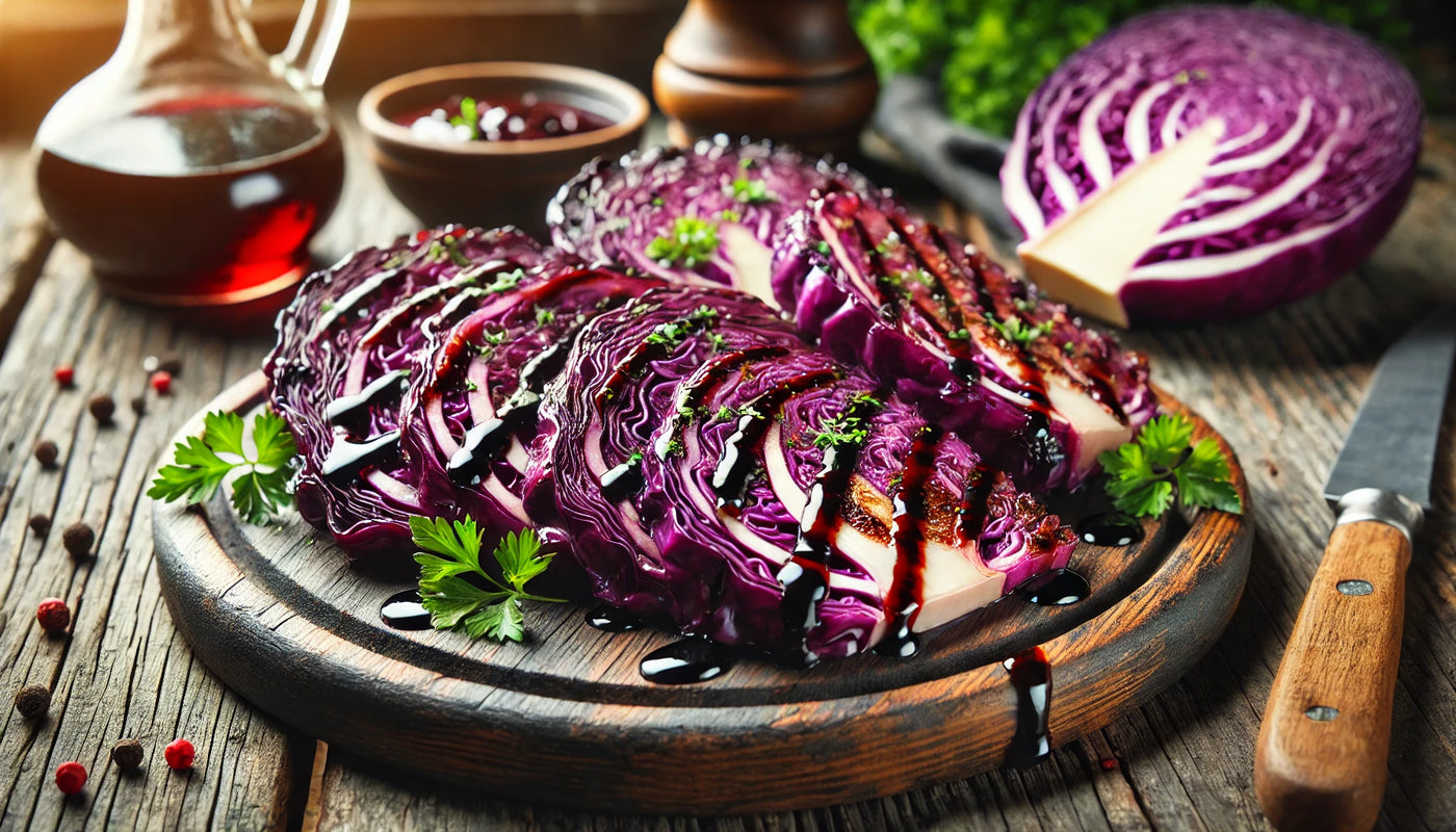 Grilled Red Cabbage Steaks with Balsamic Glaze