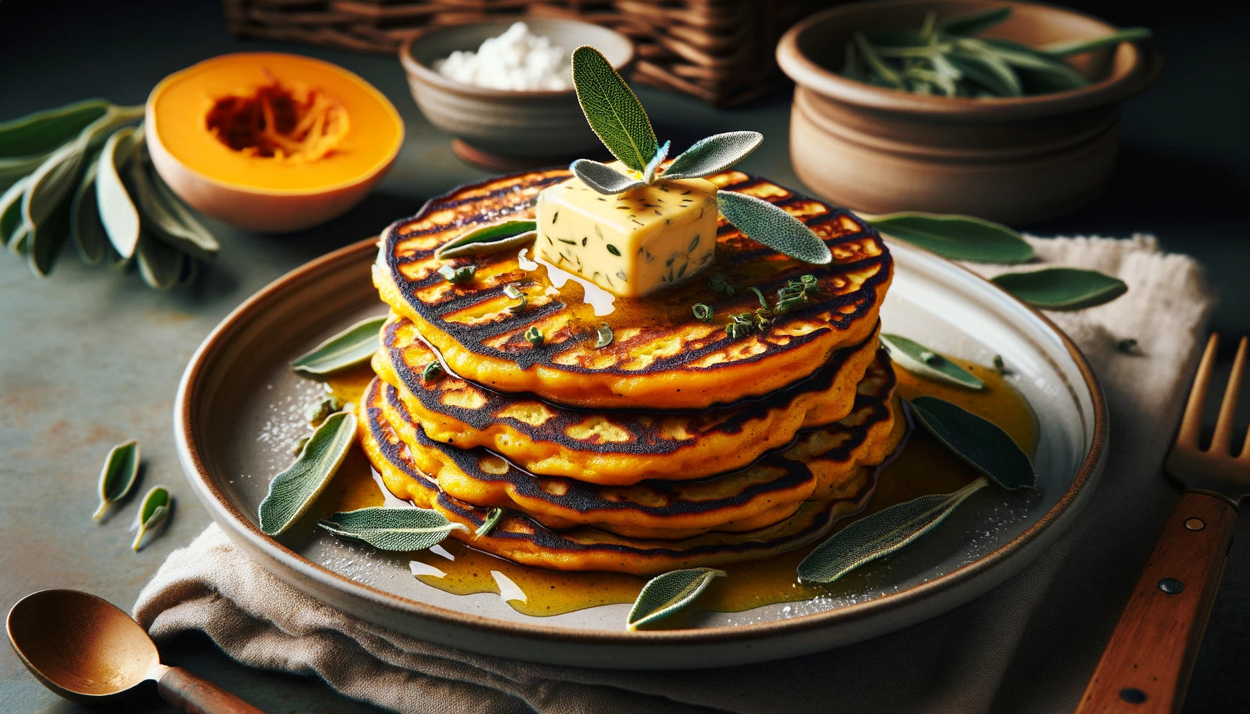 Grilled Squash Pancakes with Sage Butter Recipe | Arteflame Grill