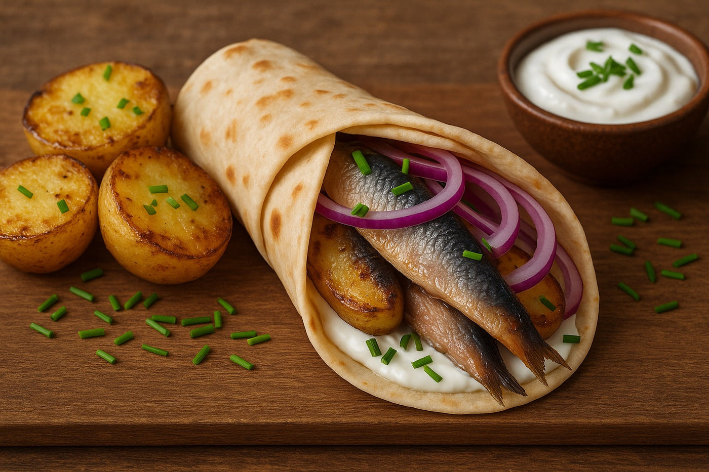 Grilled Surströmming with Potatoes and Flatbread