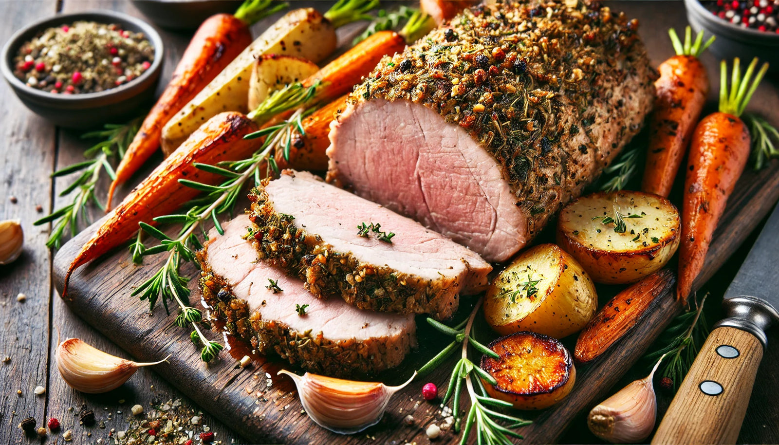 Herb-Crusted Pork Loin Roast with Garlic and Rosemary - Tender and Flavorful