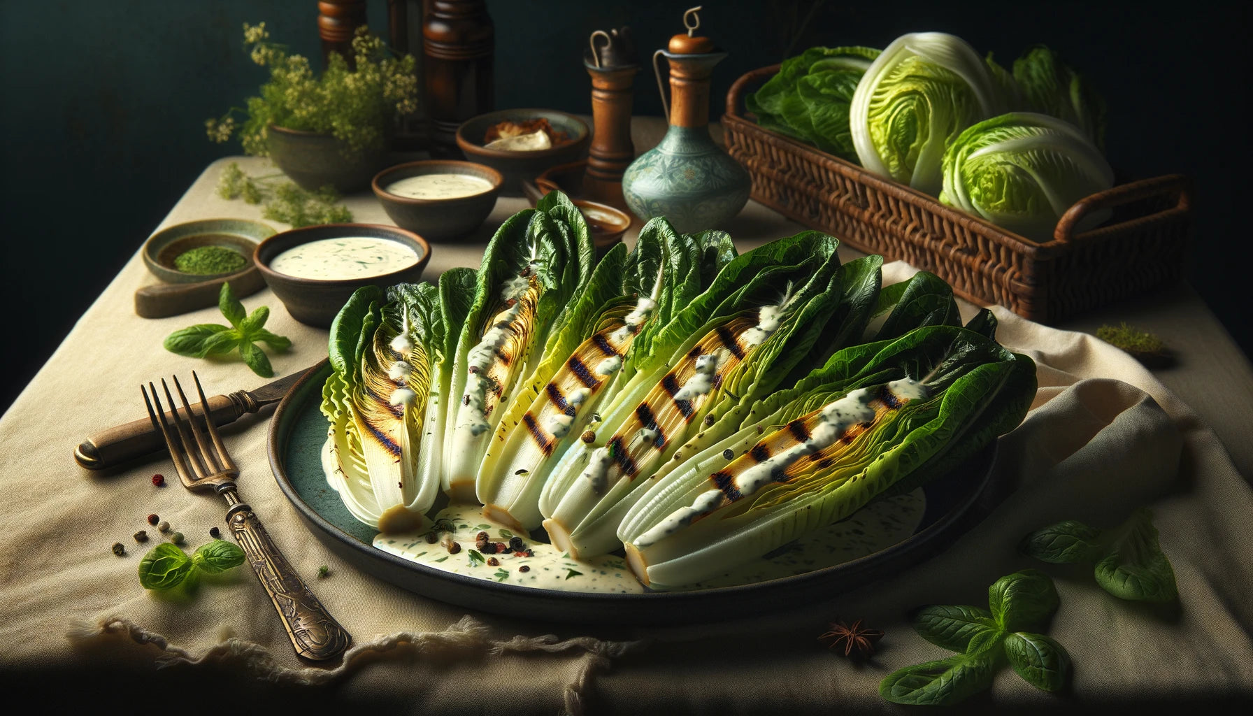 Homemade Ranch Dressing with Grilled Romaine Hearts