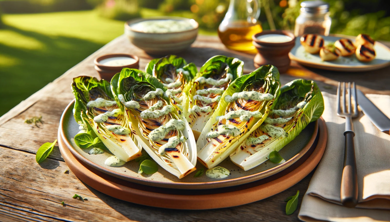 Homemade Ranch Dressing with Grilled Romaine Hearts on the Arteflame Grill