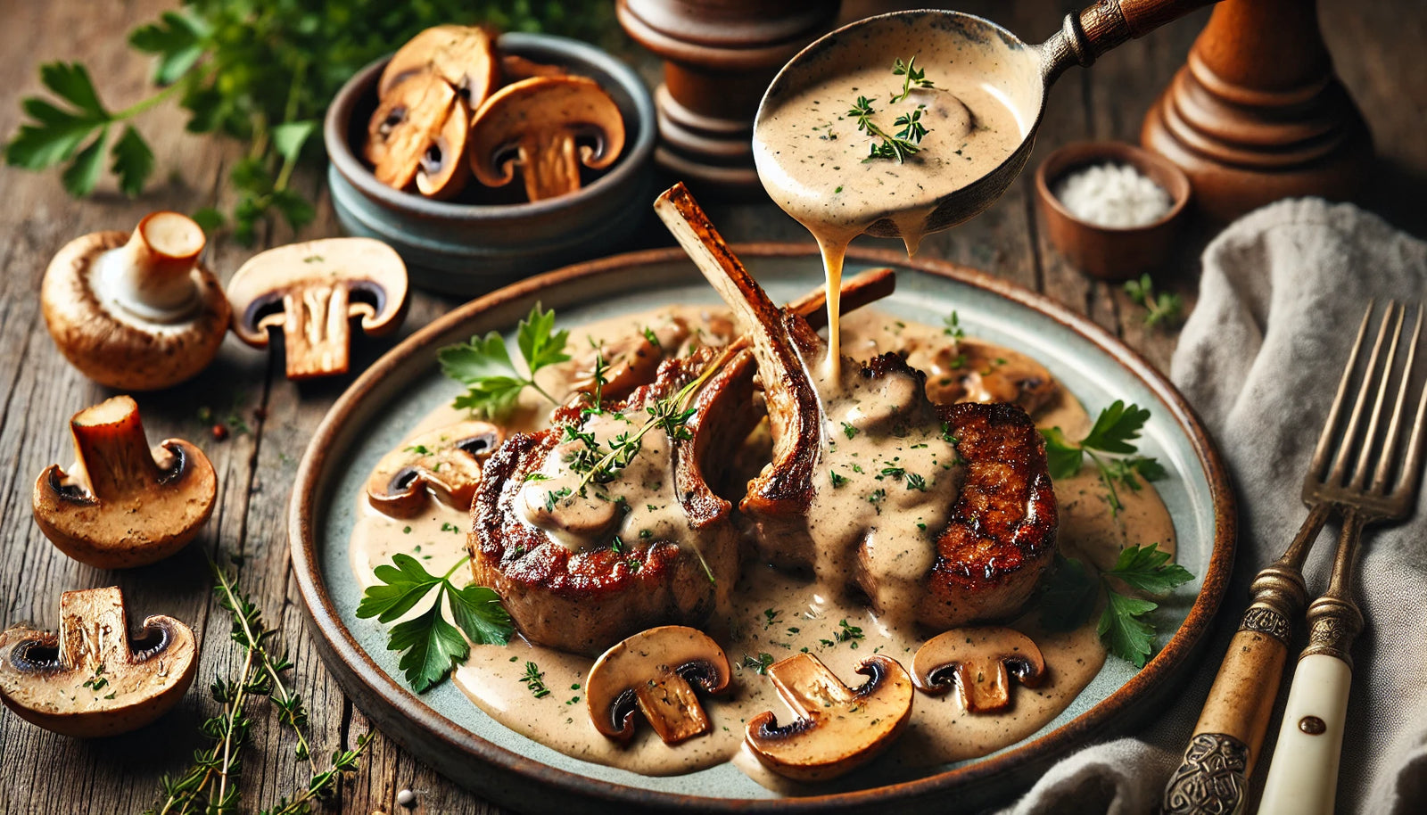 Lamb Chops with Mushroom Sauce