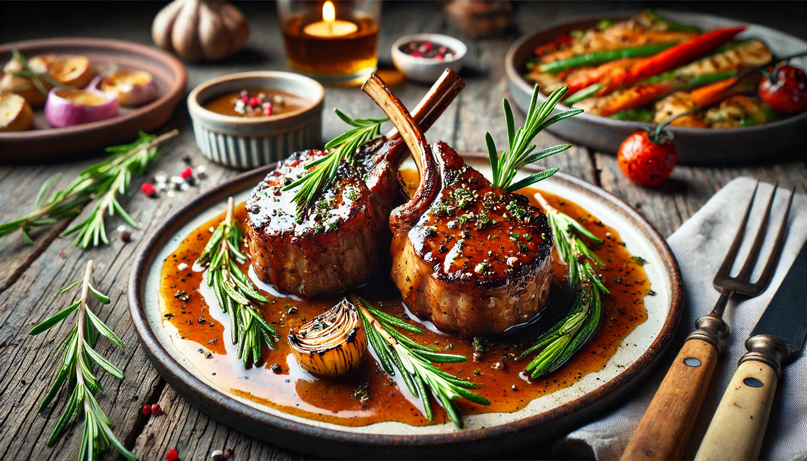 Lamb Chops with Rosemary Gravy