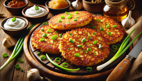 golden, crispy mashed potato pancakes