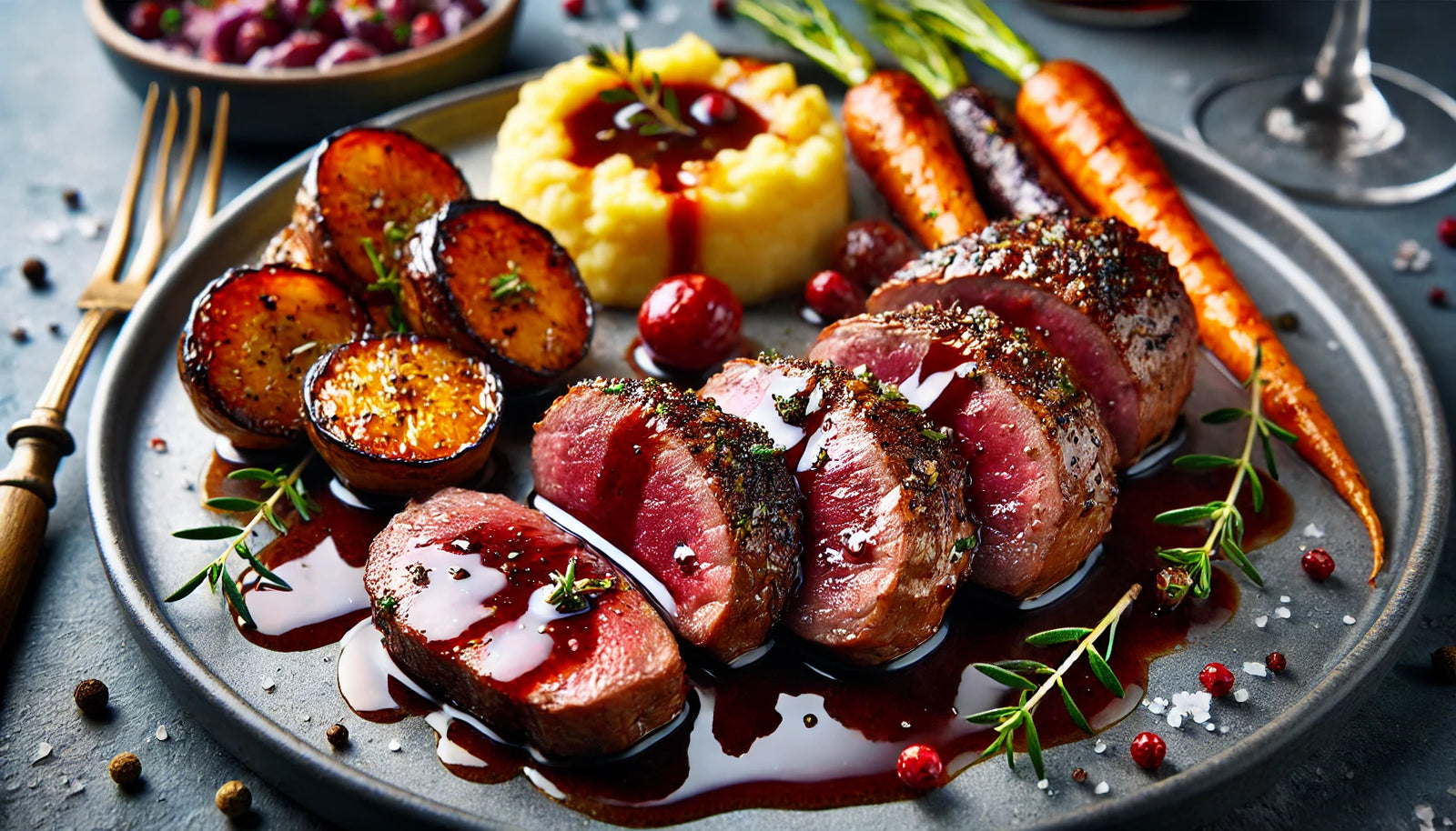 Pan-Seared Hare Loin with Red Wine and Juniper Sauce - Gourmet and Flavorful