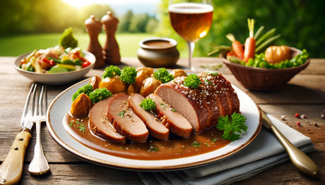 Sauerbraten dish beautifully presented on a plate