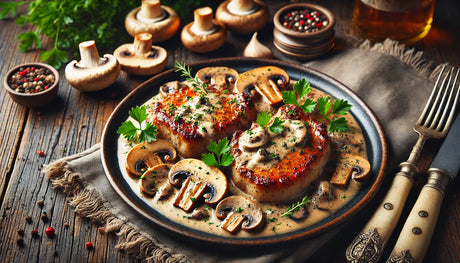 Pork Chops with Garlic Mushroom Sauce