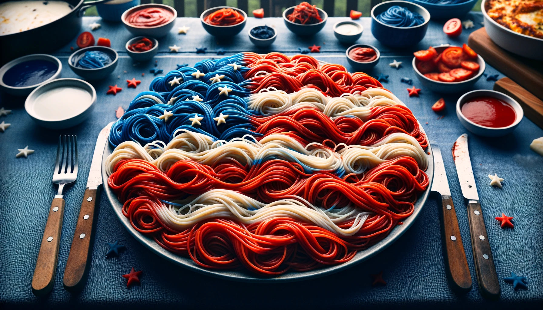 Red, White, and Blue Spaghetti Recipe on the Arteflame Grill