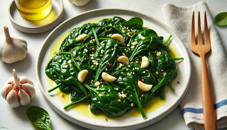 Sautéed Spinach Wilted in Butter on Flat Top Griddle