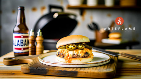 Alabama Spicy Pimento Cheese Burgers on the Arteflame