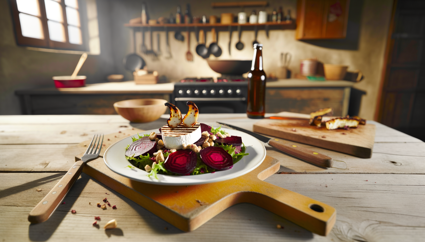 Swiss Roasted Beet Salad with Grilled Goat Cheese