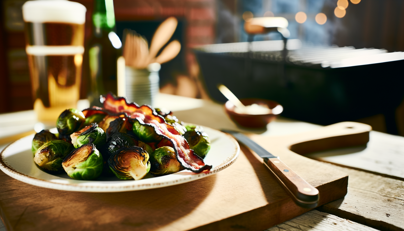 Danish Arteflame Roasted Brussels Sprouts with Bacon