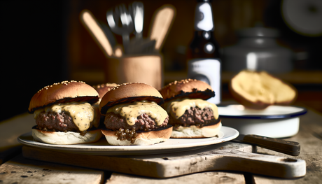 Welsh Rarebit-Topped Beef Burgers on the Arteflame Grill