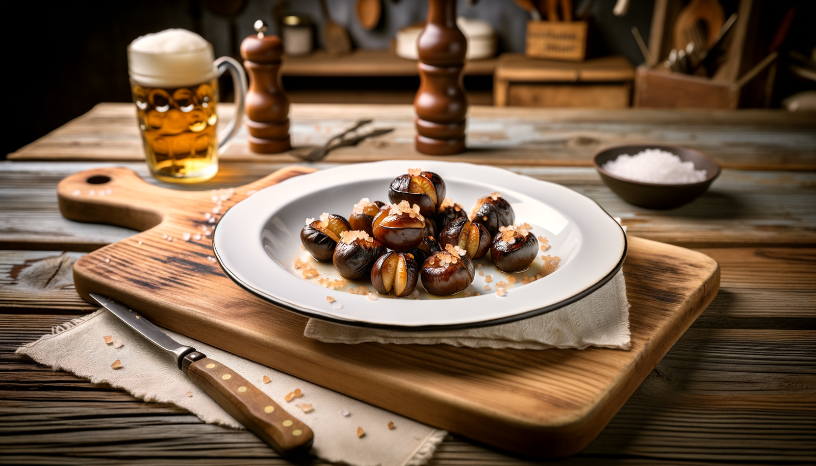 German Grilled Chestnuts with Smoked Salt