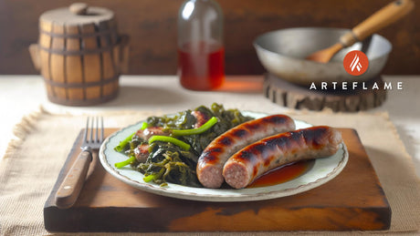 Grilled Italian Sausages with Sautéed Bitter Greens
