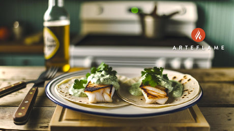 Michigan Grilled Whitefish Tacos with Cilantro Creme