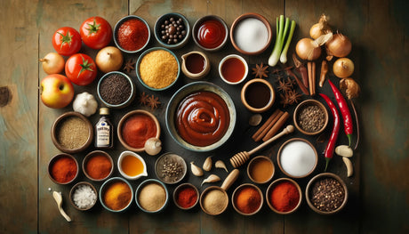 all the ingredients used for the homemade BBQ sauce