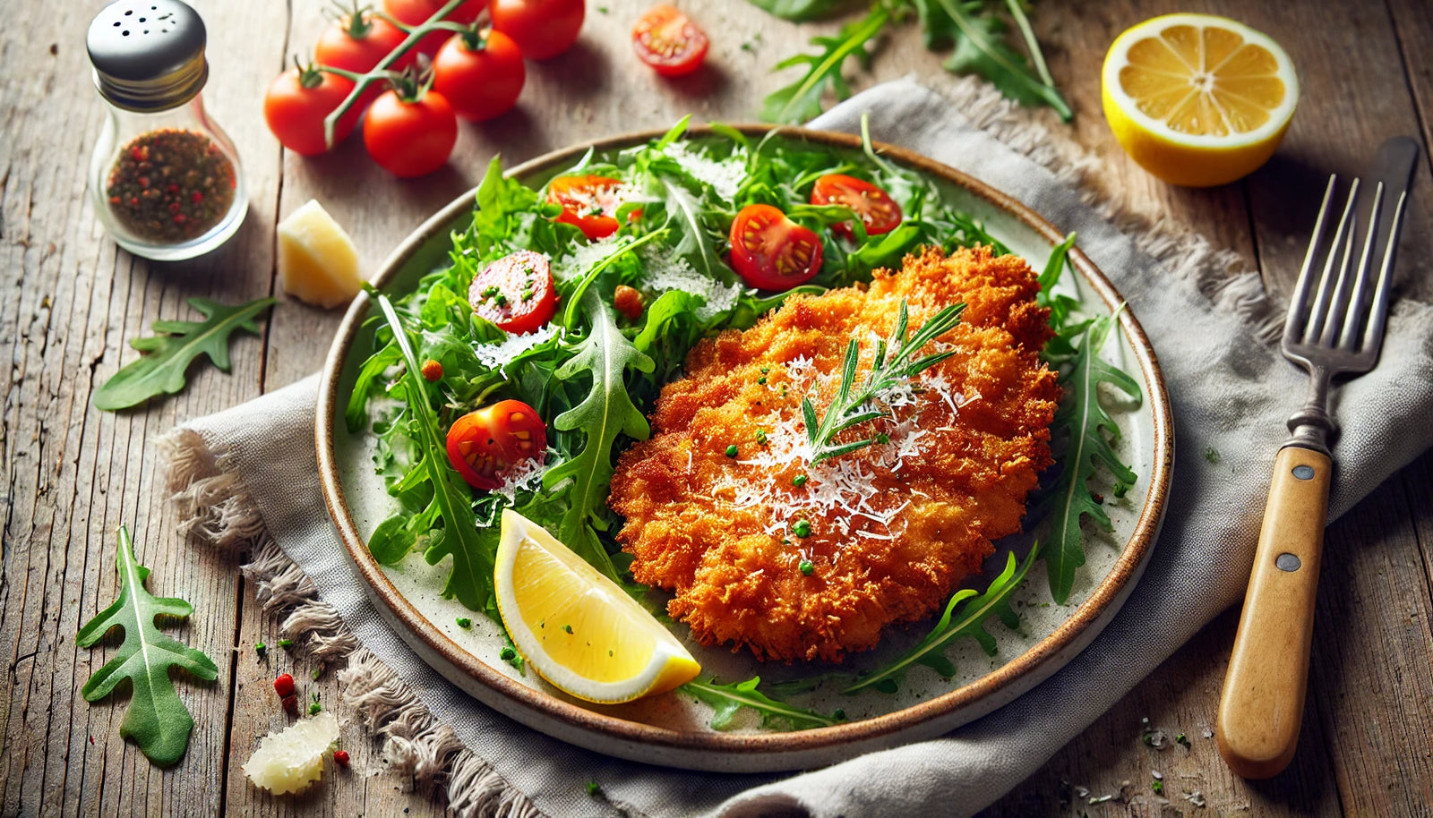 Crispy Chicken Milanese with Fresh Salad