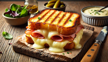 Golden Grilled Croque Monsieur with Melted Cheese