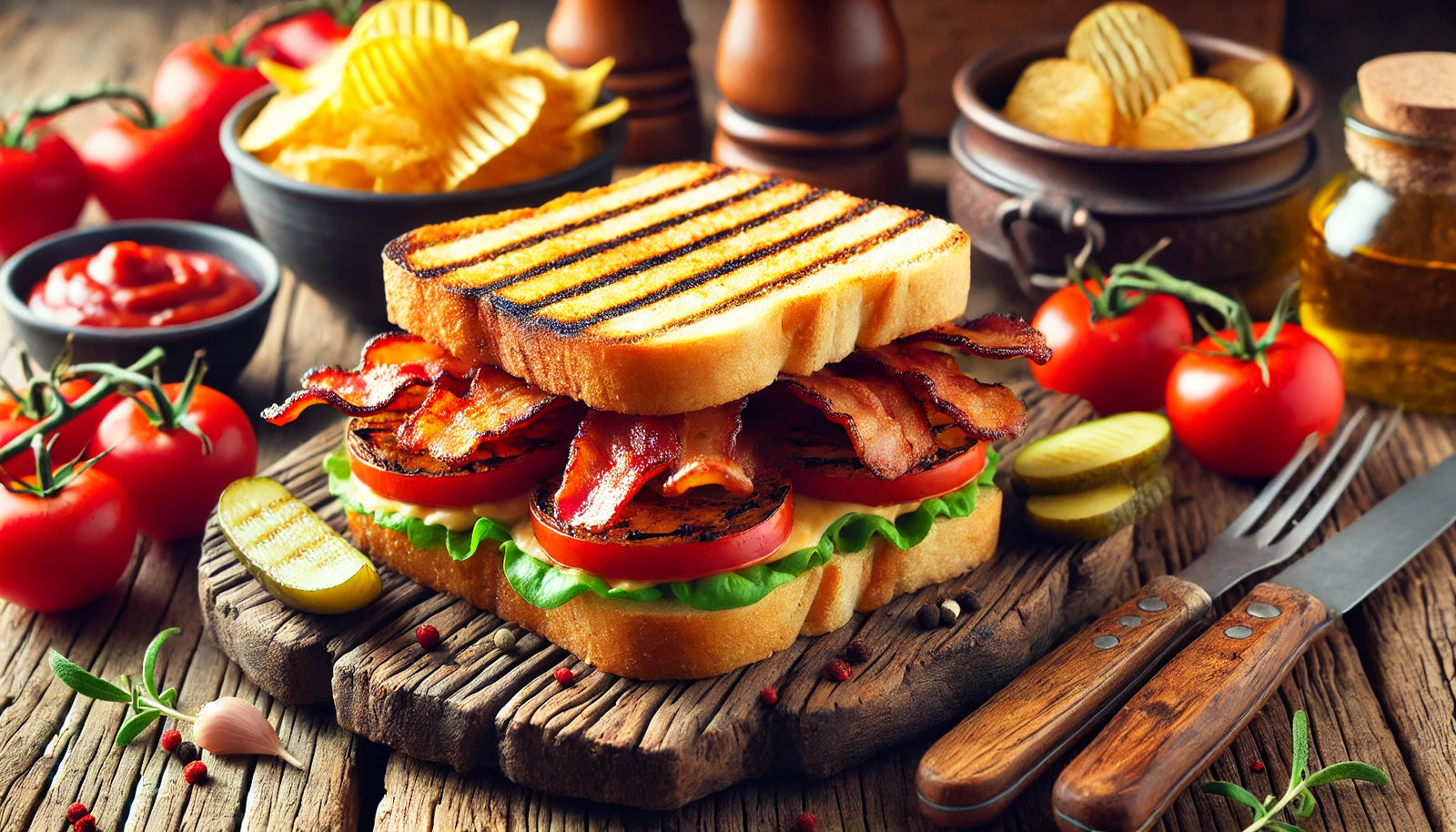 Smoky Grilled BLT Sandwich with Crispy Bacon