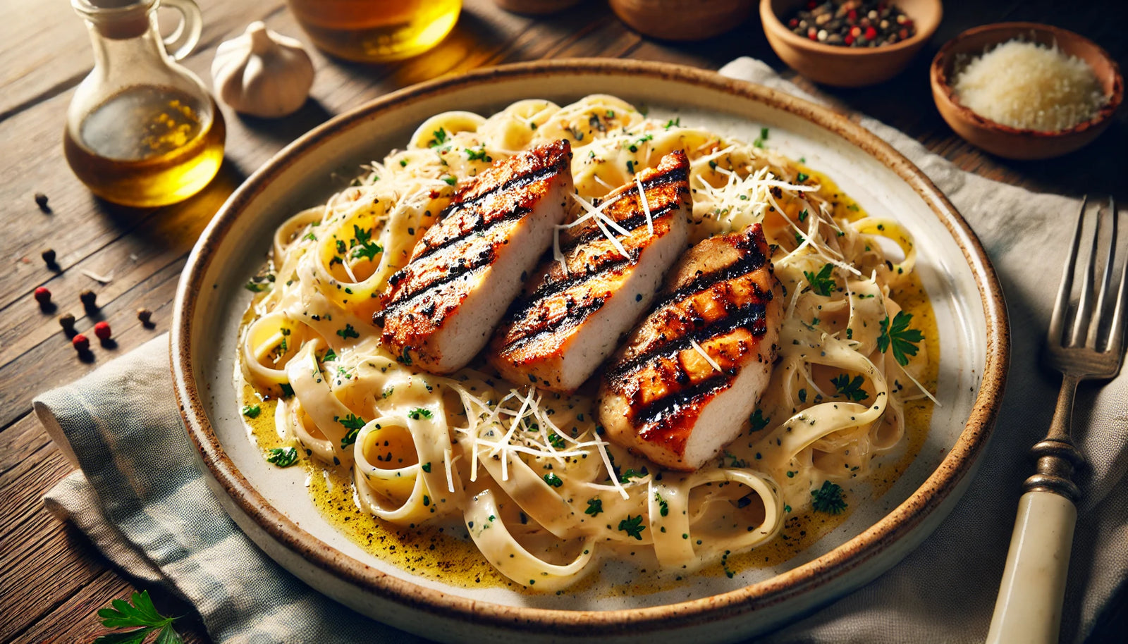 Smoky Grilled Chicken Alfredo Pasta