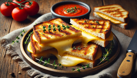 Crispy Gruyère Grilled Cheese with Thyme Garnish