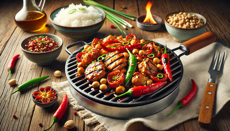 Smoky Kung Pao Chicken with Grilled Vegetables