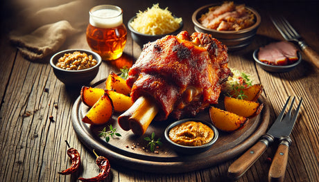 Crispy Grilled Schweinshaxe with Bavarian Sides