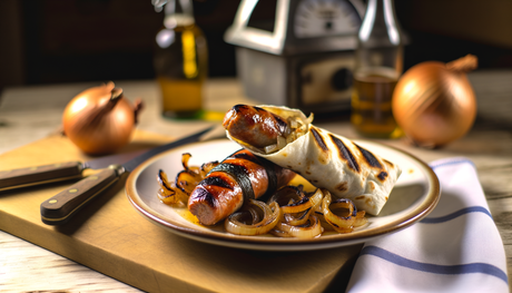 Polish Caramelized Onion and Sausage Wraps