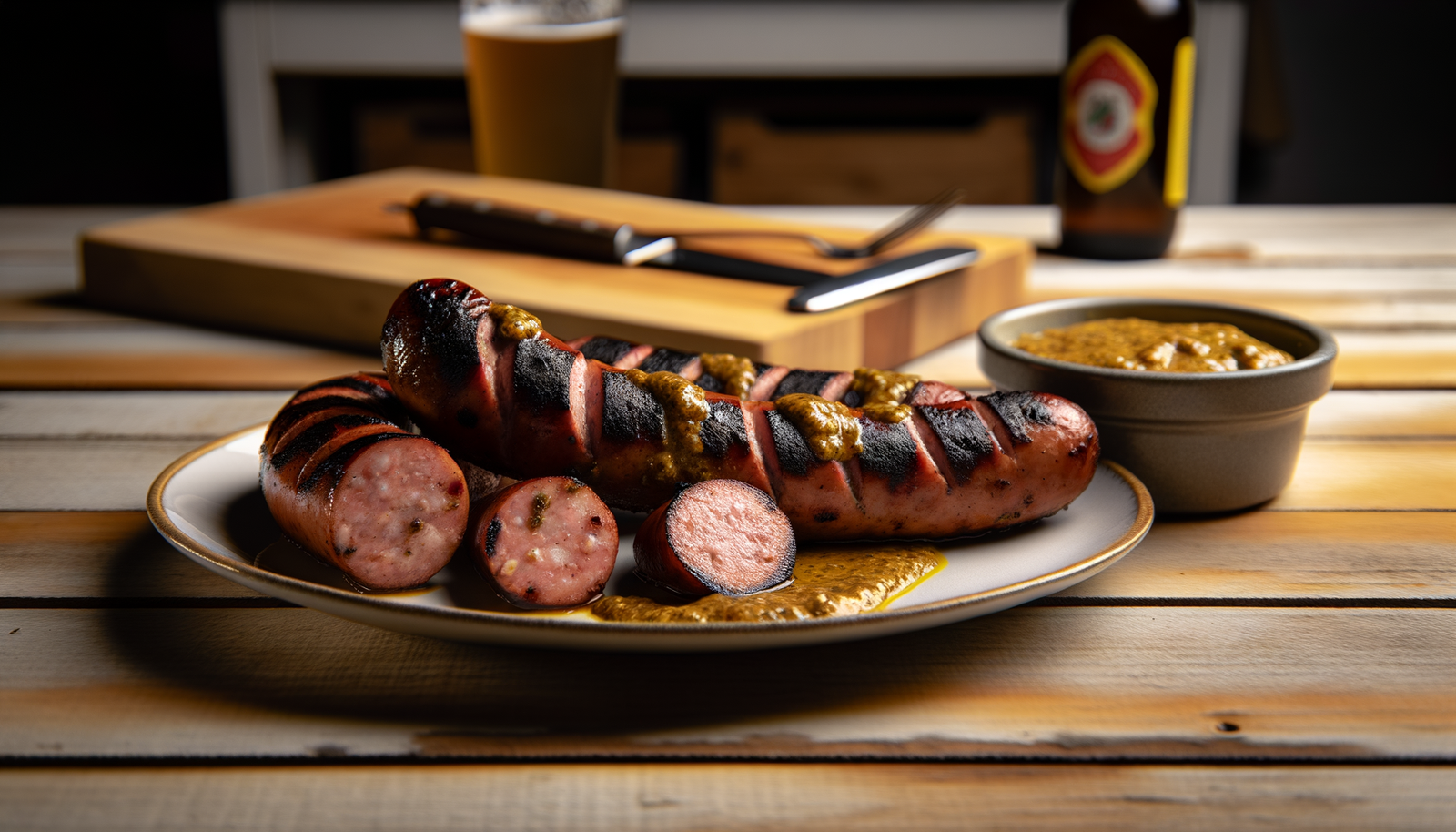 Grilled Kielbasa with Connecticut Mustard Sauce