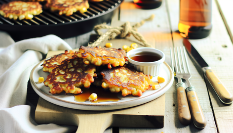 Grilled Connecticut Corn Fritters with Maple Syrup