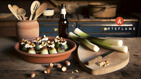 Danish Charred Leeks with Goat Cheese & Hazelnuts