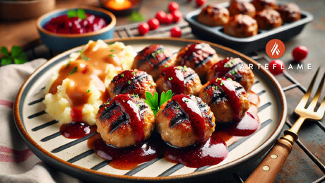 Grilled Swedish Meatballs with Lingonberry Sauce on the Arteflame Grill