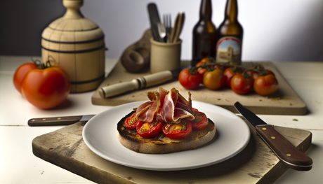 Spanish Tostada with Roasted Tomatoes and Iberico Ham