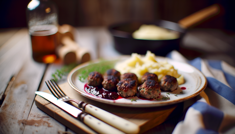 Grilled Finnish Meatballs with Lingonberry Sauce