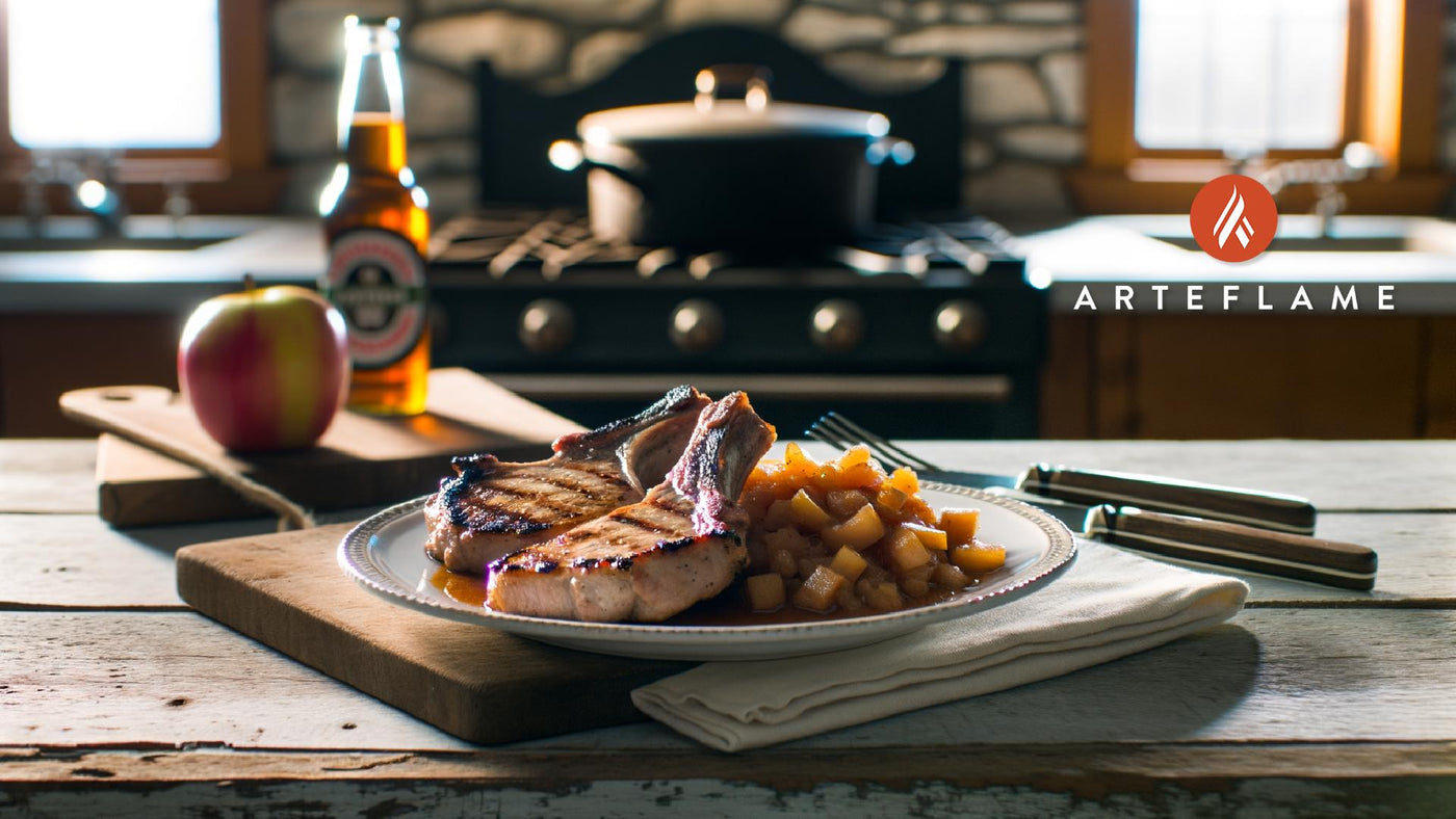 Canadian Grilled Pork Chops with Apple Compote