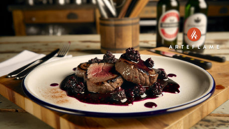 British Seared Venison Steaks with Blackberry Sauce