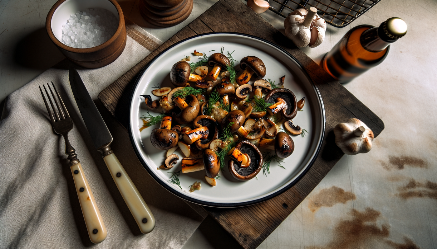 Fire-Grilled Swedish Mushrooms with Garlic and Dill