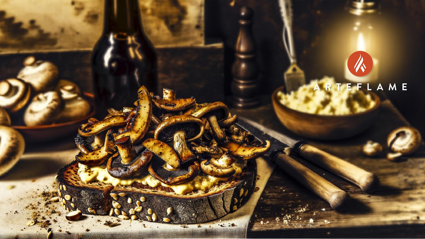 BBQ Wild Mushroom and Västerbotten Cheese Swedish Open Sandwich