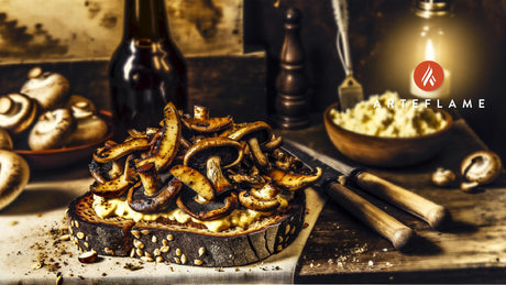 BBQ Wild Mushroom and Västerbotten Cheese Swedish Open Sandwich