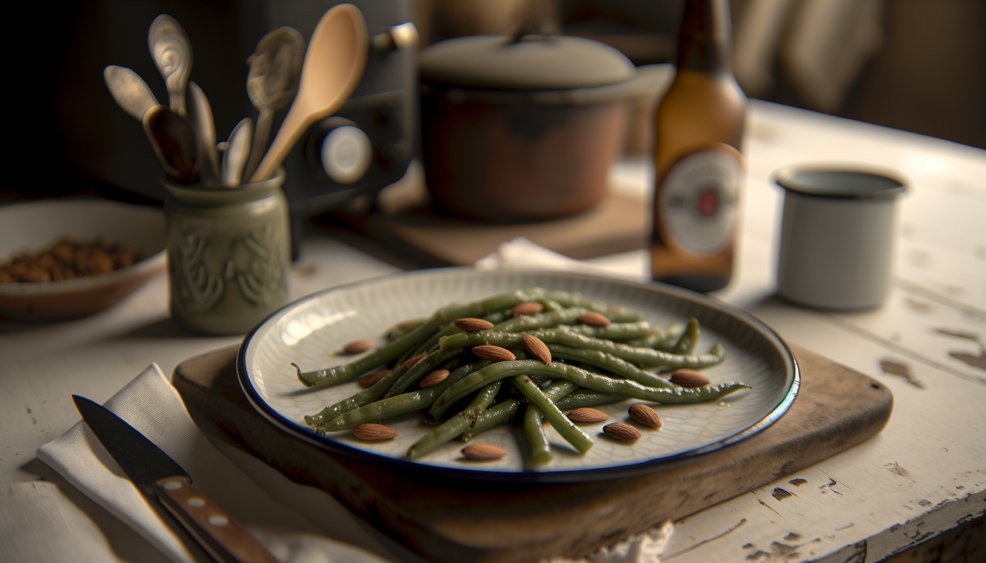 Portuguese Grilled Green Beans with Almonds