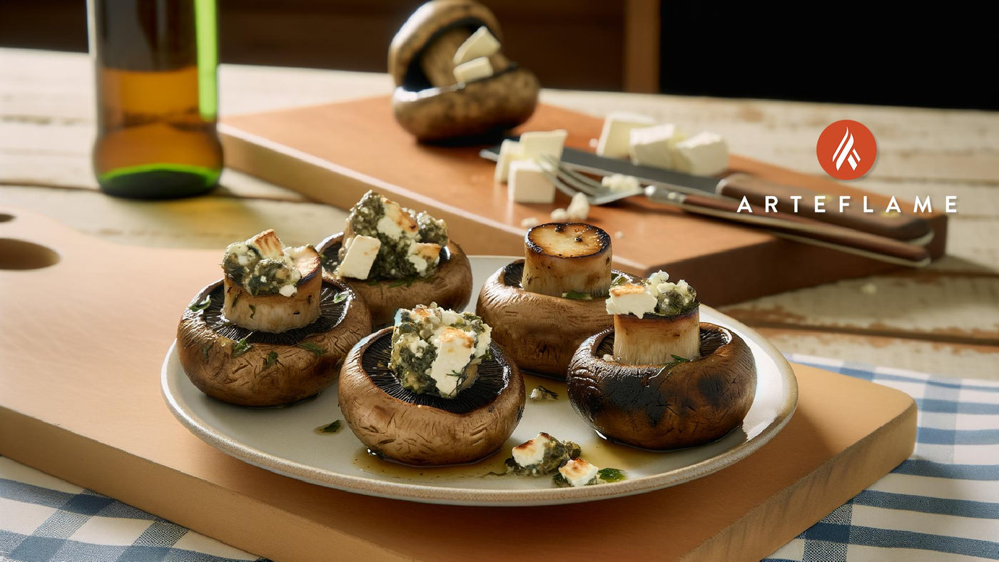 Grilled Greek Feta-Stuffed Mushrooms