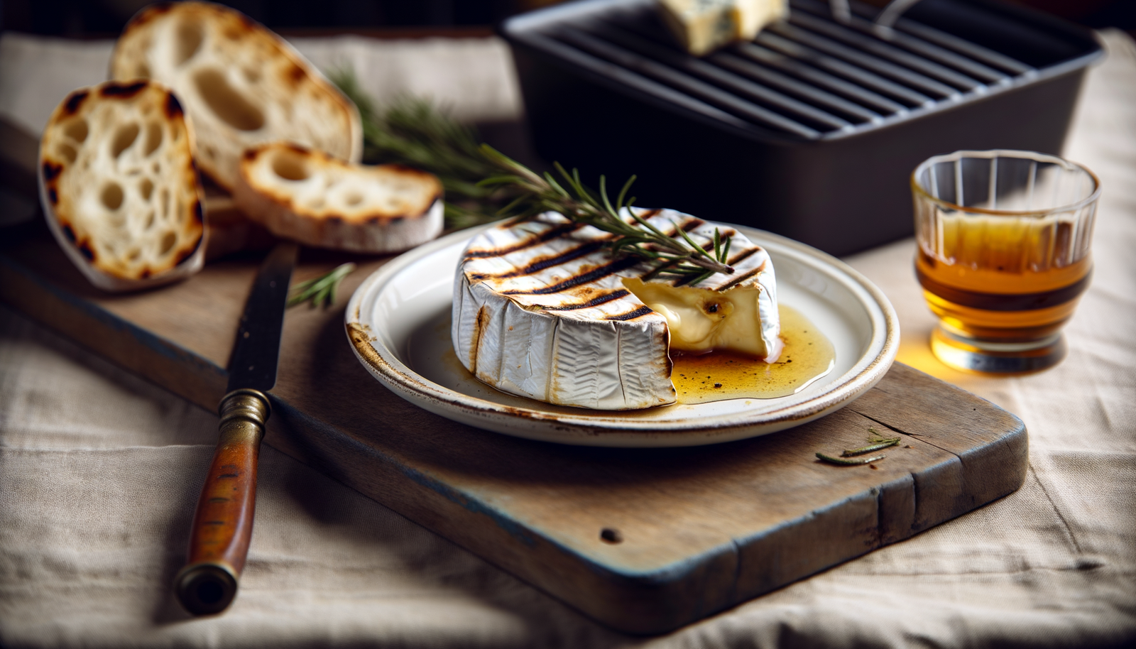 Grilled Camembert with Rosemary and Honey