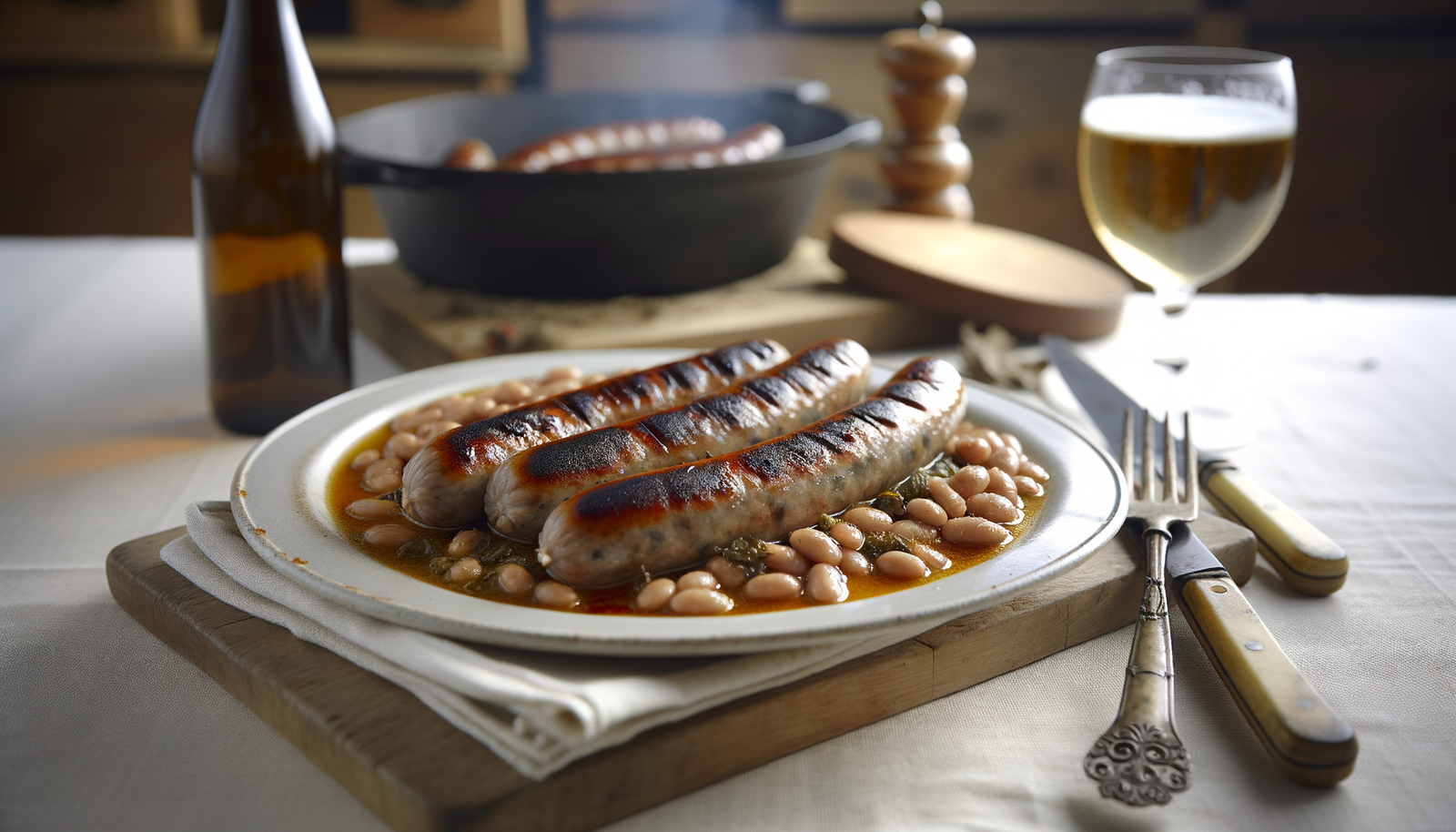 Grilled French Cassoulet Sausages with White Beans