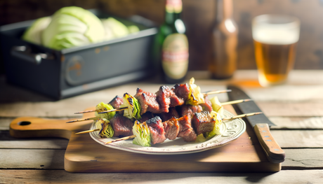 Irish Grilled Corned Beef and Cabbage Skewers