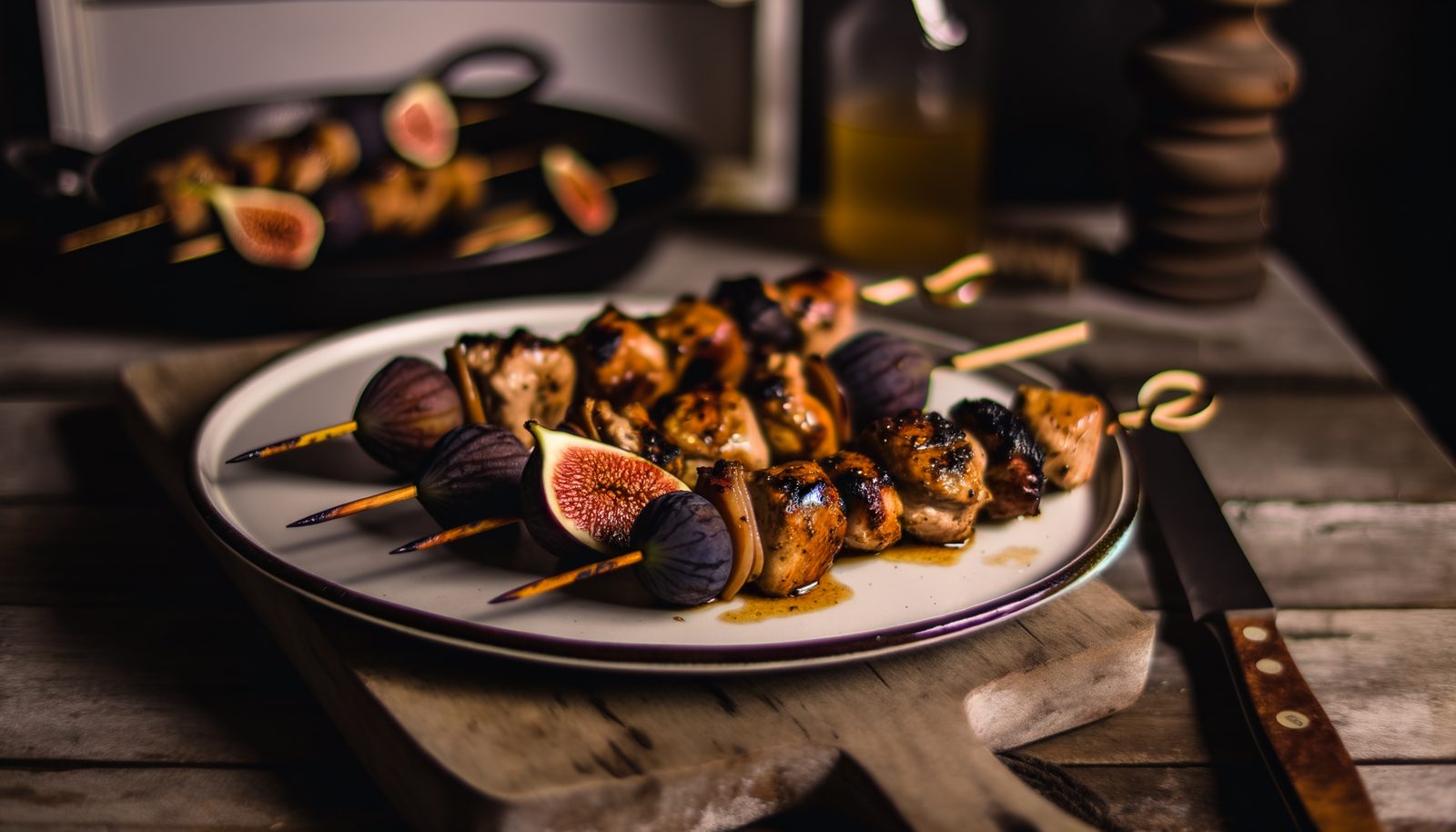 Grilled Balsamic Chicken and Connecticut Fig Skewers