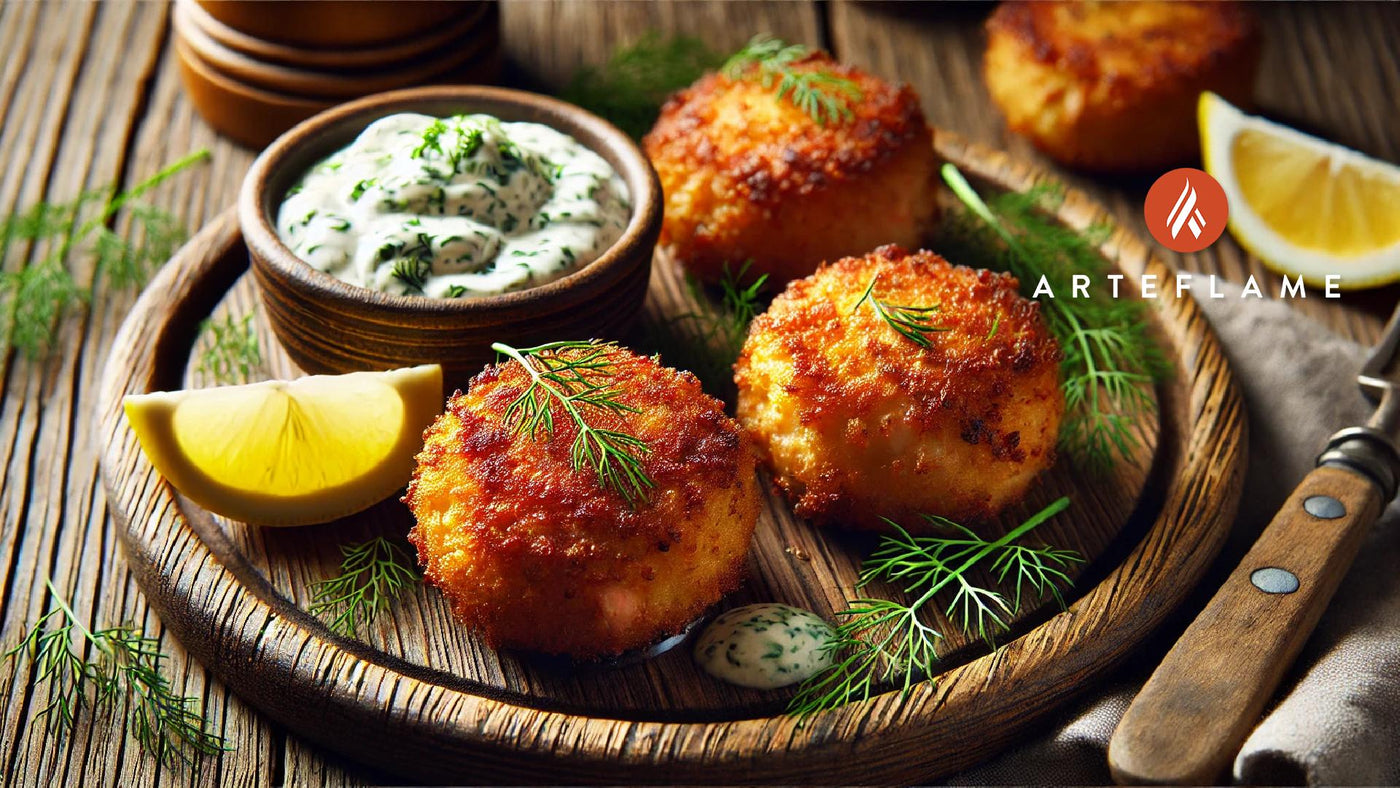 Grilled Salmon Croquettes with Dill Sauce on the Arteflame Grill