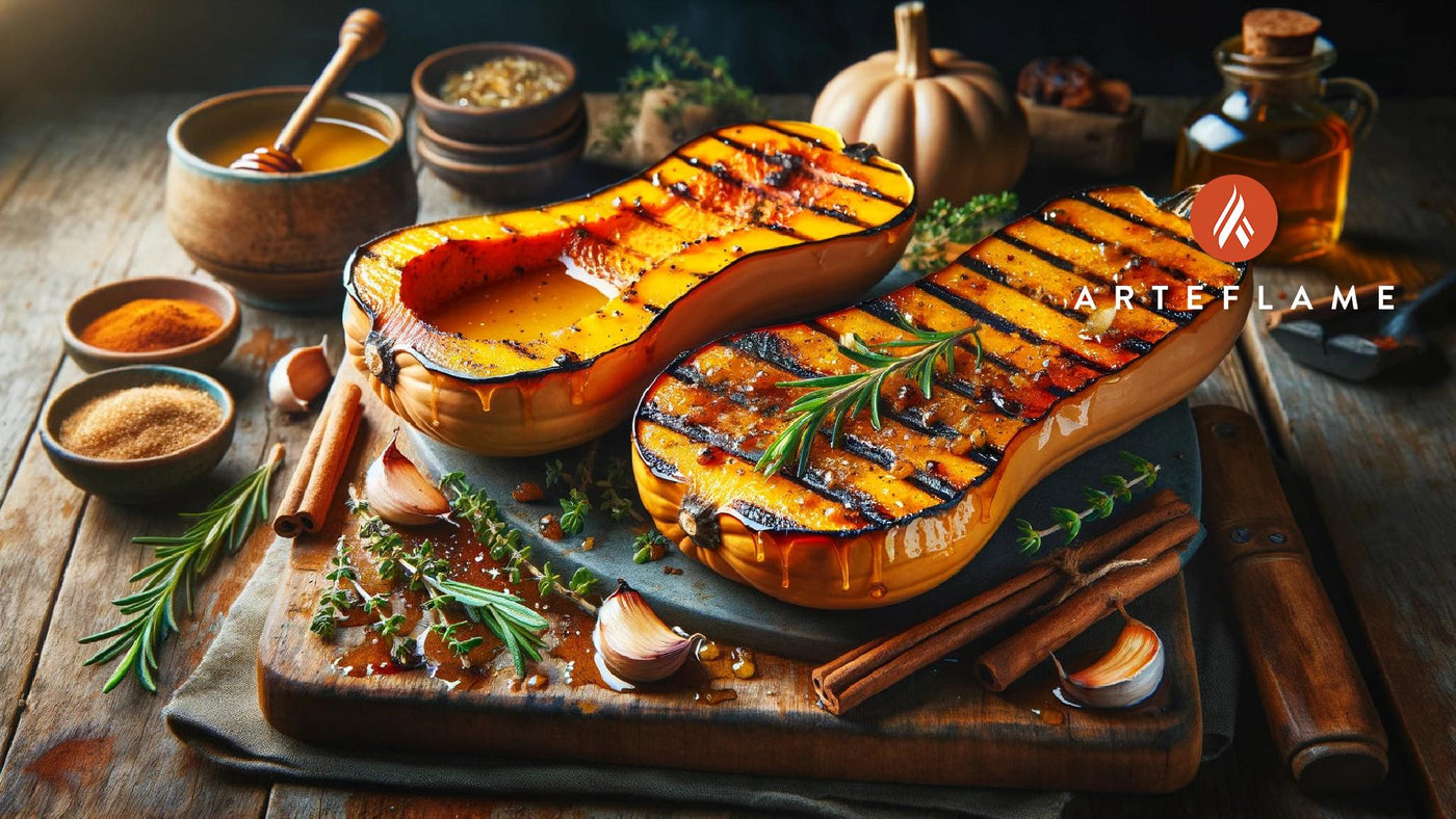 Grilled Butternut Squash Two Ways: Sweet & Savory Recipe on Arteflame Grill